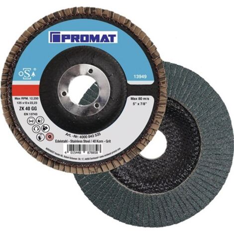 Rondelle dentée PROMAT (Ø 125 mm, granulométrie 40 plate / corindon de zirconium INOX / contenu : 10 pièces) - 4000843535