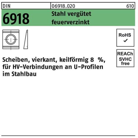 Rondelle DIN 6918 ÜH vierkant keilförmig