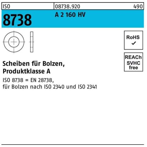 Rondelle ISO 8738 p.boulons 6 A 2 160 HV 50 pièces