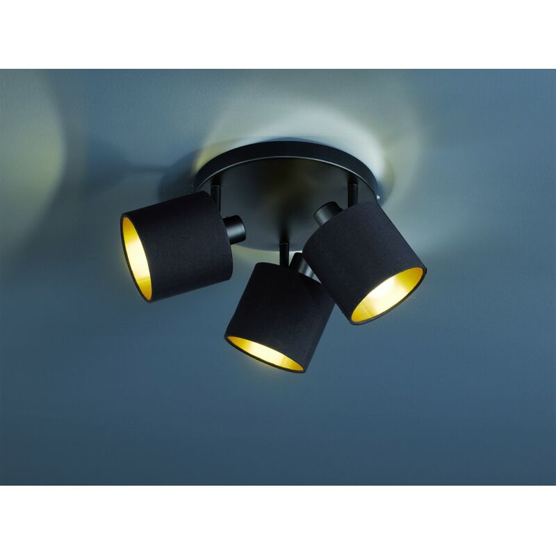 Image of Plafoniera Tommy 3xE14 Spot Nero-Oro Ø25 cm Trio Lighting