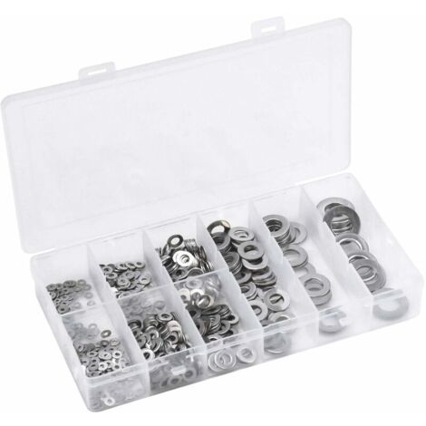Rondelle plate 700Pcs Rondelles Plates en Acier Inoxydable, M2 M2.5 M3 M4 M5 M6 M8 M10 M12 Assortiment Rondelles, Rondelles d'étanchéitées, Joint Bagues D'étanchéité avec Boîte pour L'étanchéité des V