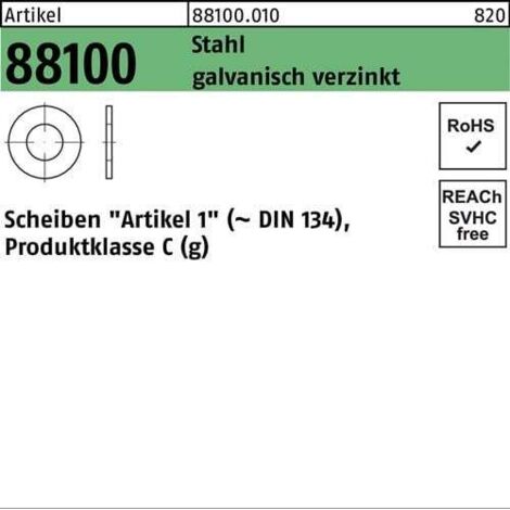 Rondelle R 88100 14,5x 29x1,75 acier galv. 200 pièces