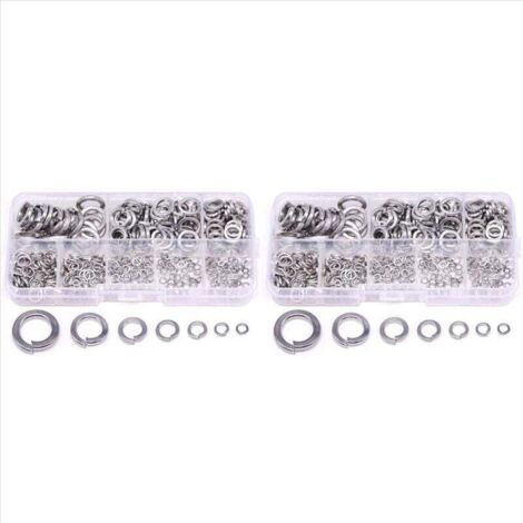 Rondelles à ressort, assortiment de rondelles en acier inoxydable 304 (820 pièces, 8 tailles)
