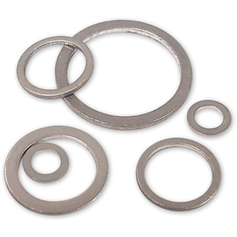 Rondelles plates alu joints tous raccords et bouchons de vidange - 100 rondelles de 5x9x1mm