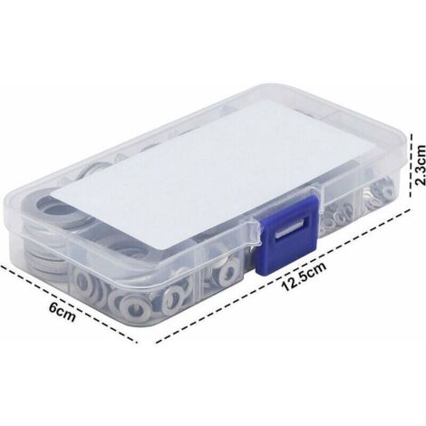 Rondelles plates en acier inoxydable – Lot de 580 pièces (M2 à M12, 9 diamètres) avec boîte plastique organisée pour bricolage et mécanique