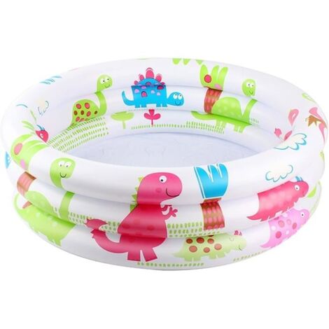(Ronde)Piscine Enfant Ronde,Pataugeoire Gonflable Bebe, Intérieure et Extérieure Jouets, Animé Dinosaure 90 x 20 cm
