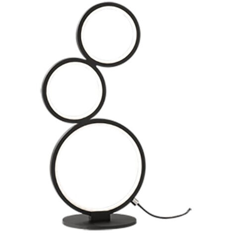 RONDO LAMPADA DA TAVOLO LED 17W 1900lm, 3000K 3 CERCHI METALLO NERO OPACO DIMMERABILE H. 45CM