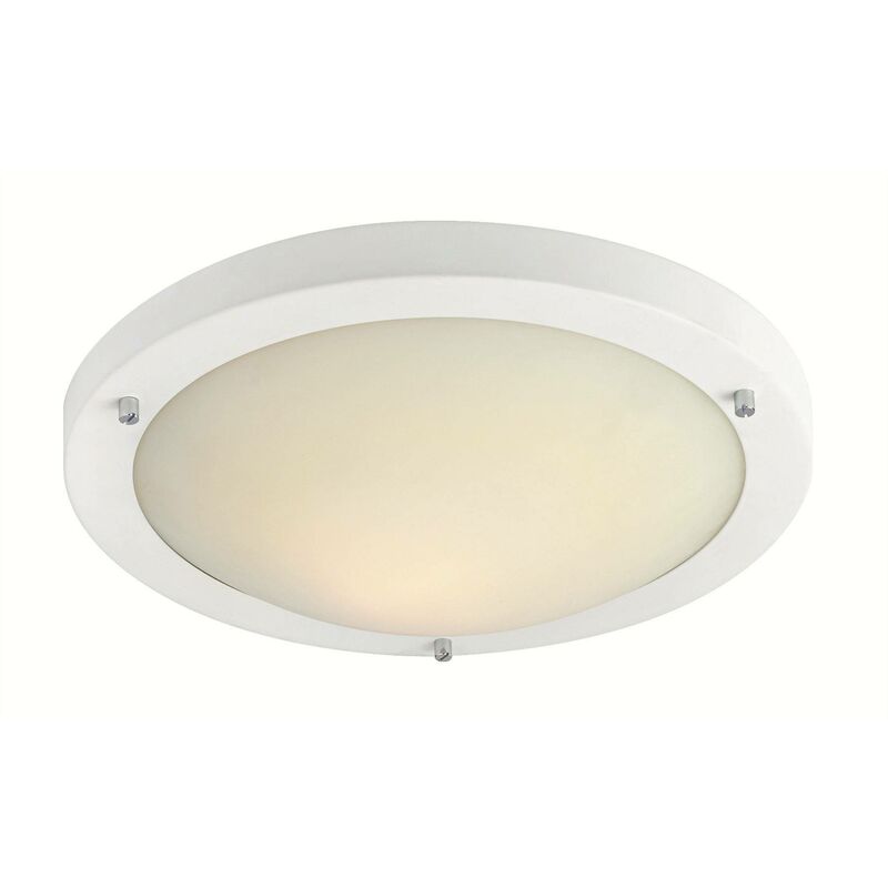 Rondo - LED 24 Light Flush Ceiling Light Matt White, Opal Glass IP44 - Firstlight