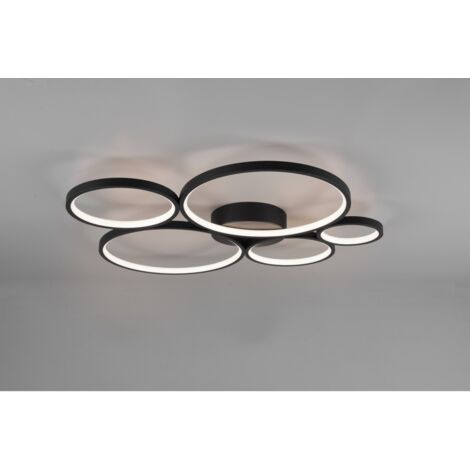 Rondo Plafón 5 Círculos Led Regulable Negro L59 cm Trio Lighting