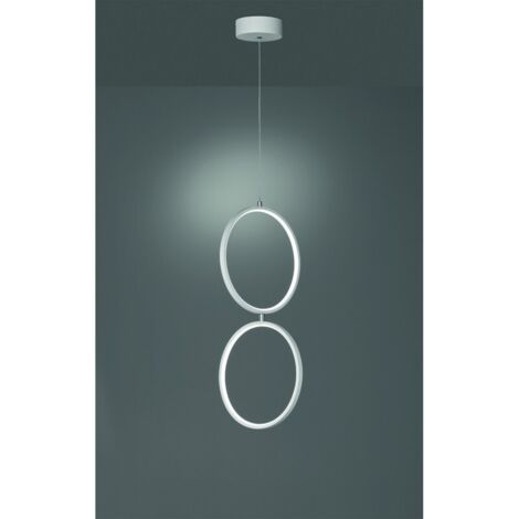 RONDO' SOSPENSIONE LED DOPPIO CERCHIO METALLO BIANCO OPACO CON VARIAZIONE INTENSITA CON INTERRUTTORE A PARETE DIAM. 30 CM  incl. 1x SMD LED, 22W · 1x 2500lm, 3000K