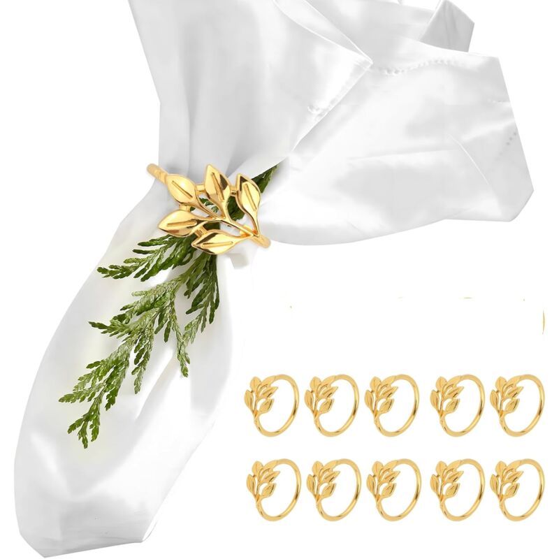 Ronds de serviette ronds, lot de 10 serviettes rondes en feuille d'argent pour mariages, restaurants et fêtes, or.