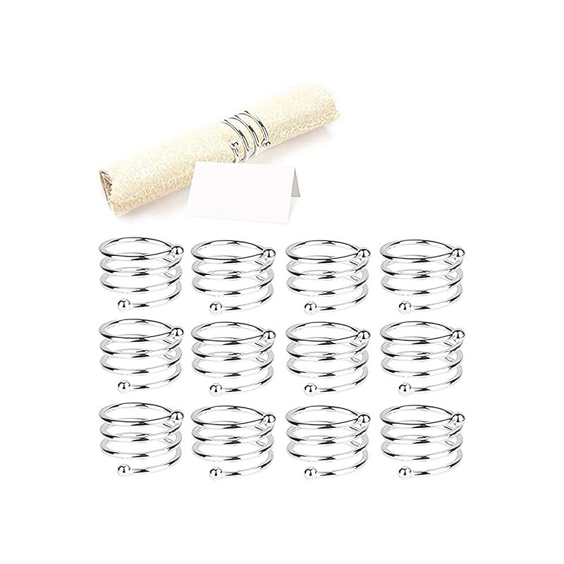 Linghhang - Ronds et porte-serviettes(12 pcs-spiral, argent), 12 pièces Anneau de serviette en métal porte-boucle de serviette pour la décoration de