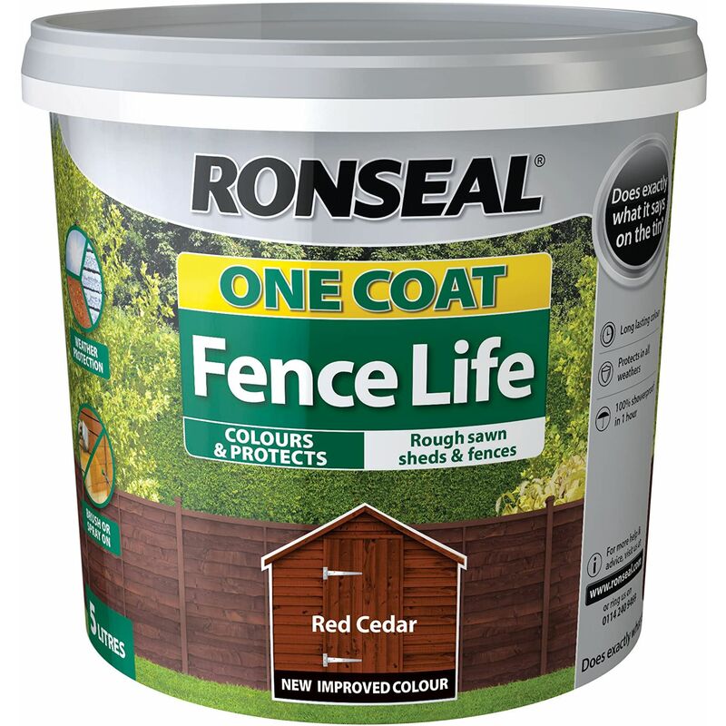 Ronseal - One Coat Fence Life Red Cedar 5 litre RSLOCFLCE5L - Cedar