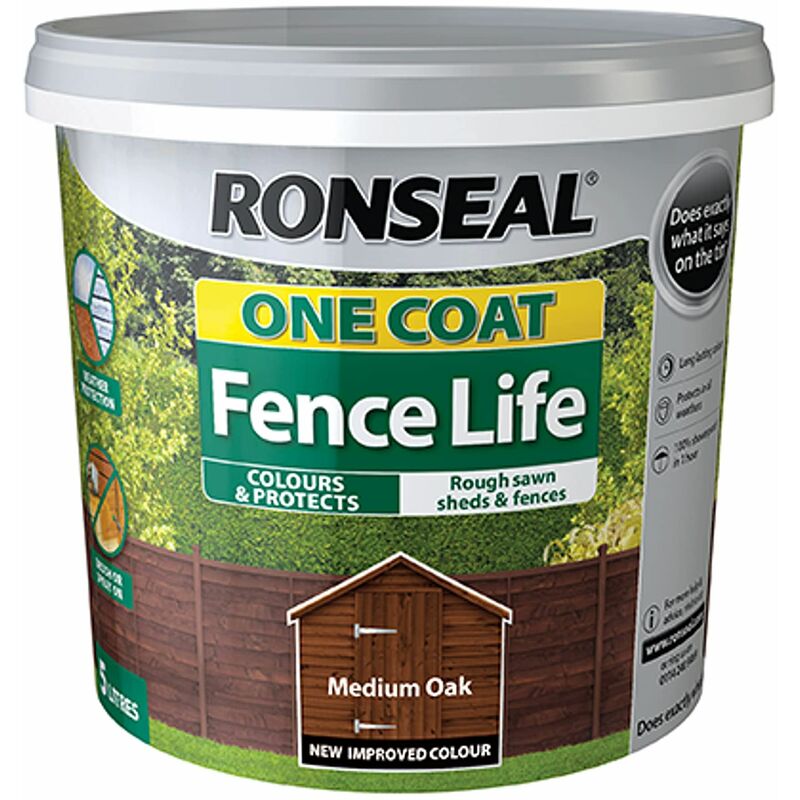 Ronseal - 38289 One Coat Fence Life Medium Oak 5 litre RSLOCFLMO5L