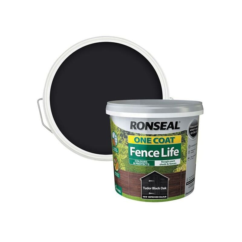 Ronseal 38293 One Coat Fence Life Tudor Black Oak 5 litre RSLOCFLTBO5L