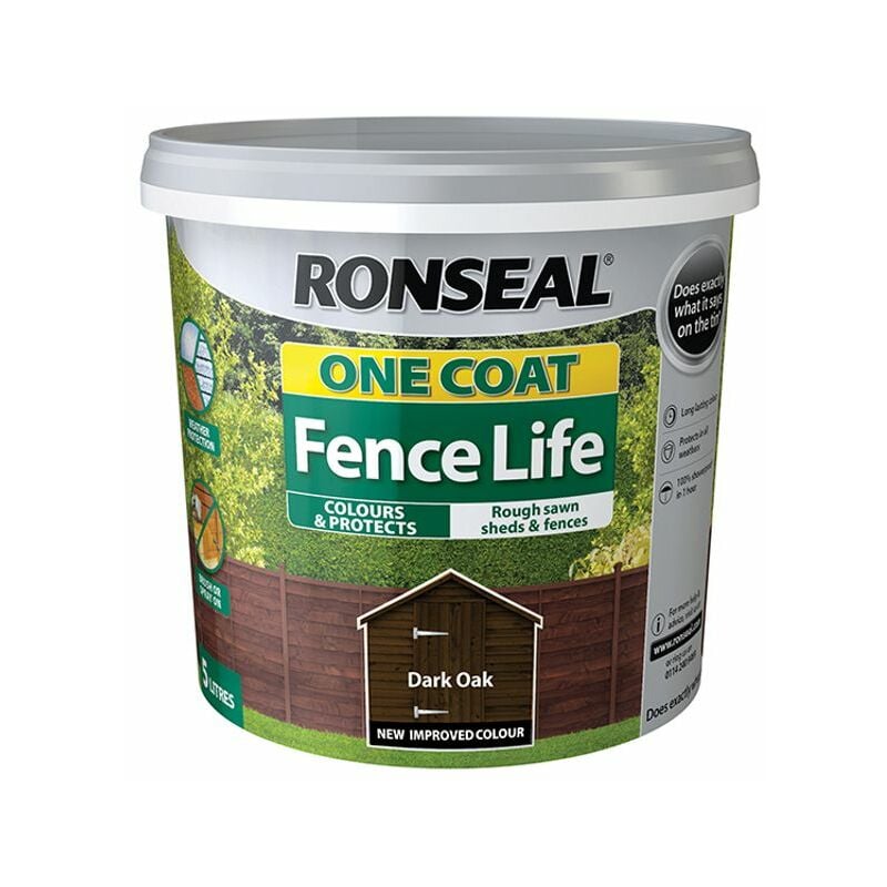 Ronseal - One Coat Fence Life Dark Oak 5 litre RSLOCFLDO5L