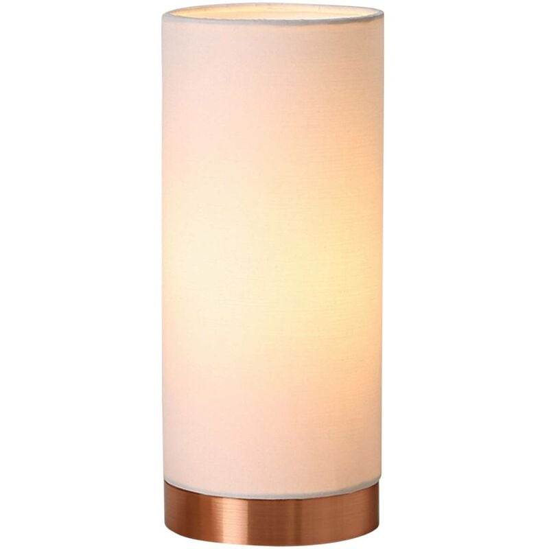 Image of Lindby - Ronja - lampada da tavolo con base color rame - bianco, rame satinato