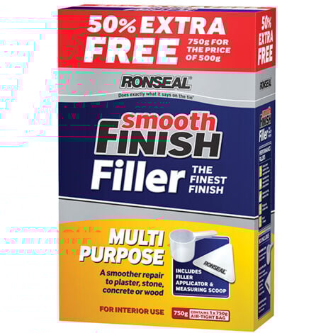 Ronseal 36548 Smooth Finish Multipurpose Wall Powder Filler 500g + 50% RSLMPLF500VP