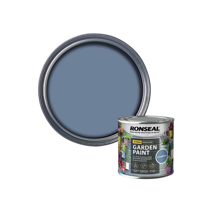 Ronseal 37375 Garden Paint Cornflower 250ml Exterior Outdoor Wood Shed Metal