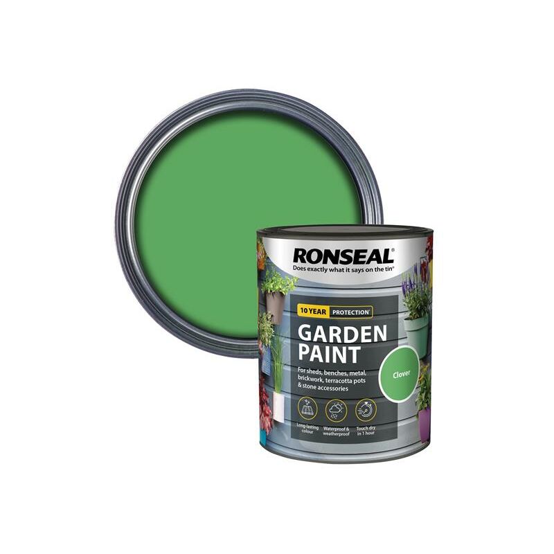 Ronseal - 37605 Garden Paint Clover 750ml Exterior Outdoor Wood Shed Metal Brick