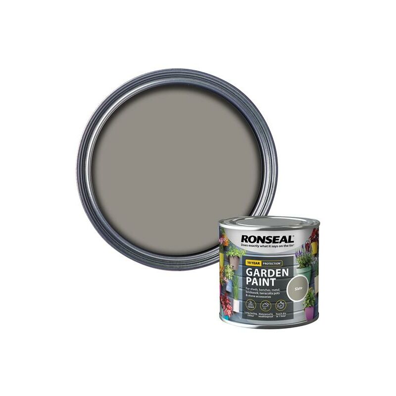 Ronseal - 37384 Garden Paint Slate 250ml Exterior Outdoor Wood Shed Metal Brick