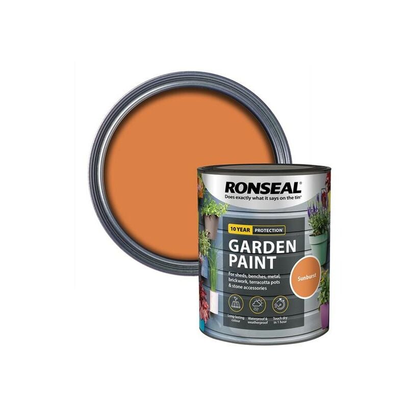 Ronseal - 37609 Garden Paint Sunburst 750ml Exterior Outdoor Wood Shed Metal Brick