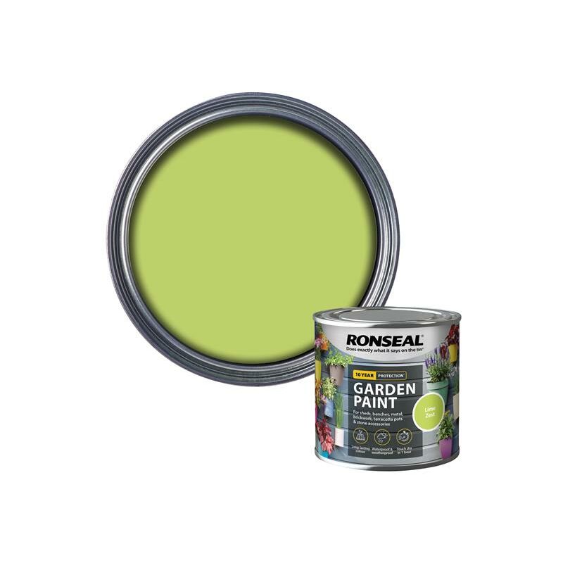 Ronseal - 37388 Garden Paint Lime Zest 250ml Exterior Outdoor Wood Shed Metal