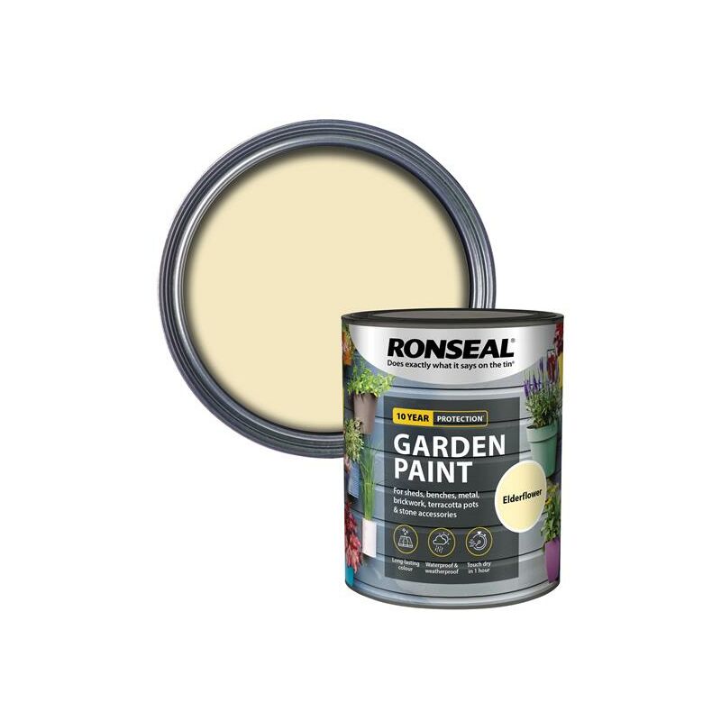 Ronseal - 37403 Garden Paint Elderflower 750ml Exterior Outdoor Wood Shed Metal