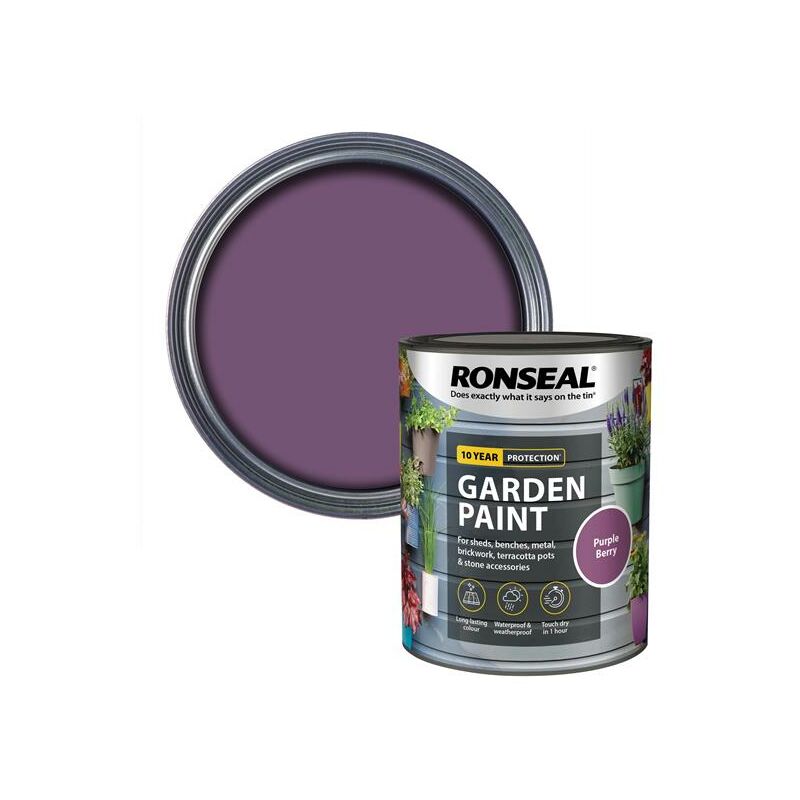 Ronseal - 37401 Garden Paint Purple Berry 750ml Exterior Outdoor Wood Shed Metal