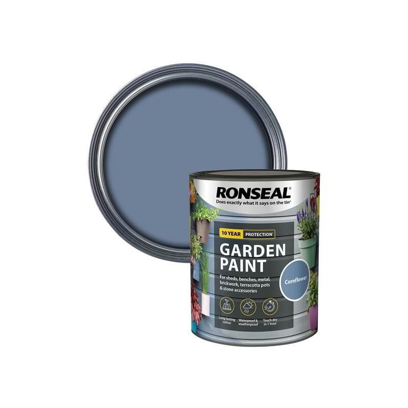 Ronseal - 37399 Garden Paint Cornflower 750ml Exterior Outdoor Wood Shed Metal Brick