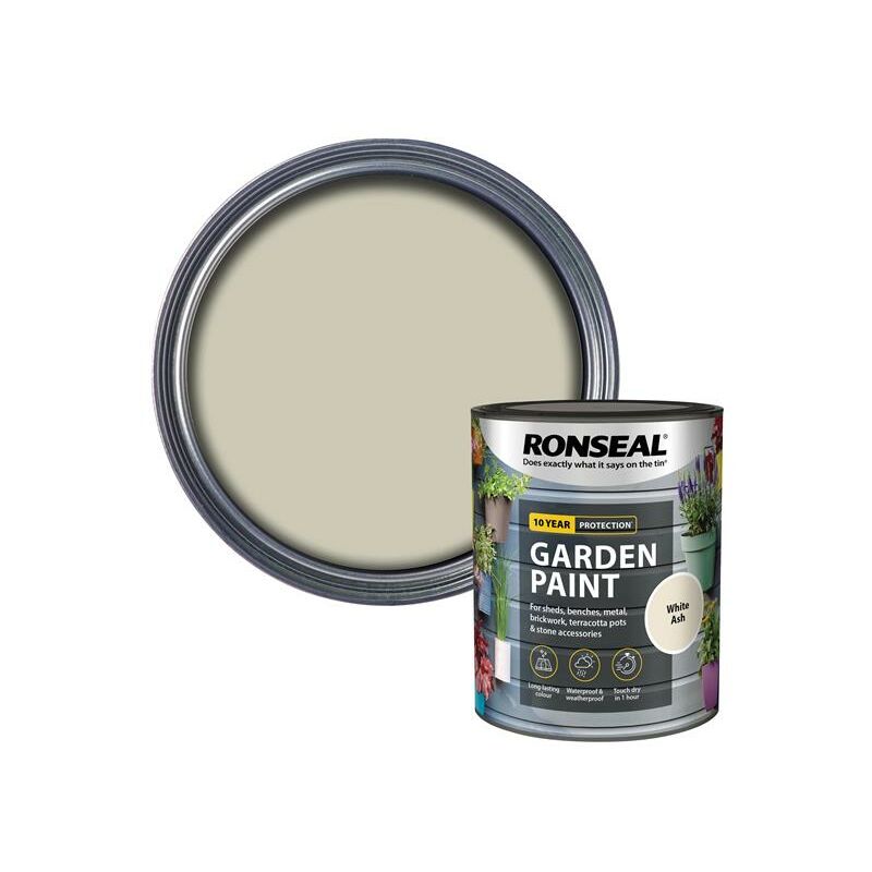 Ronseal - 37402 Garden Paint White Ash 750ml Exterior Outdoor Wood Shed Metal