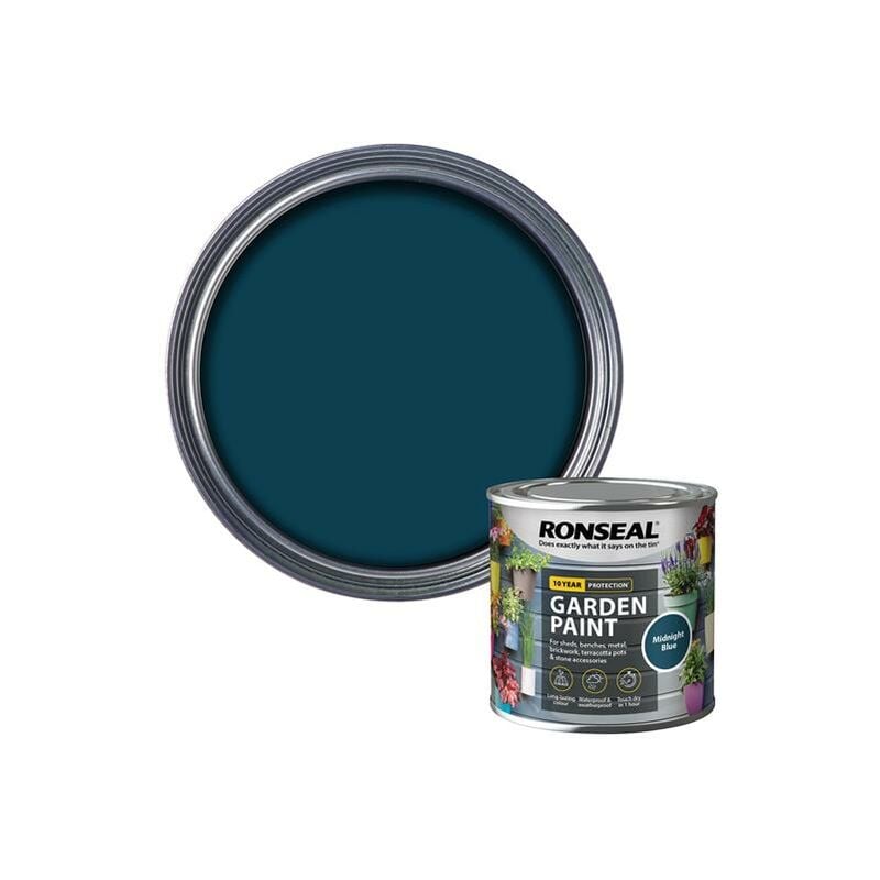 Ronseal - 37389 Garden Paint Midnight Blue 250ml Exterior Outdoor Wood Shed Metal