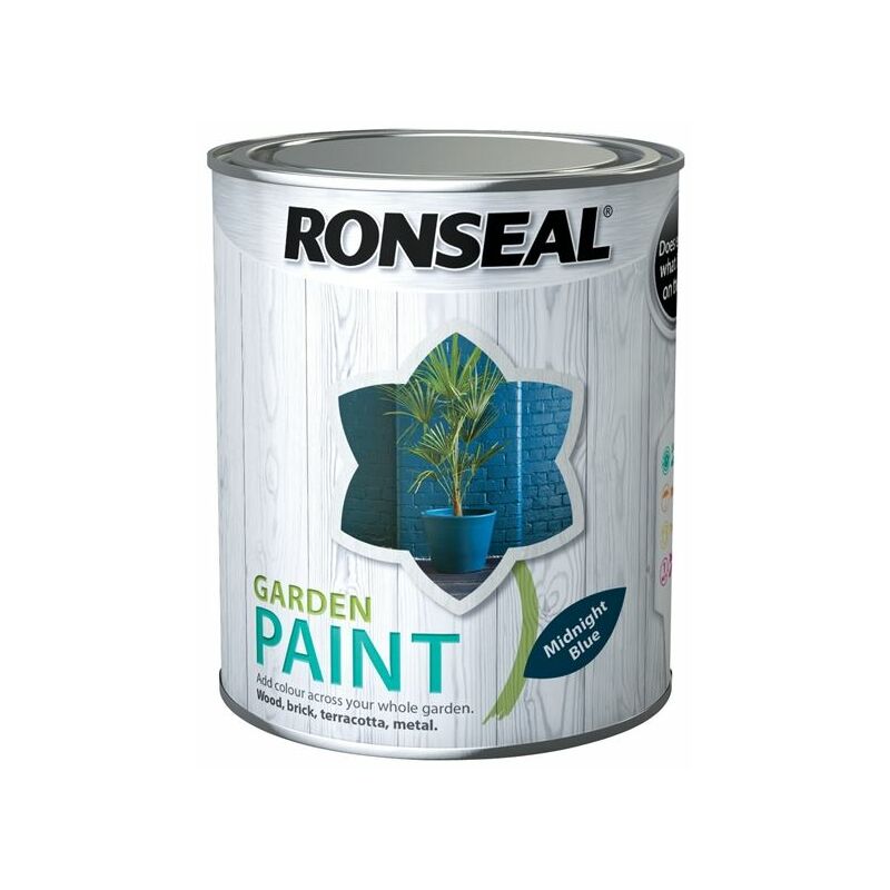 Ronseal - 37413 Garden Paint Midnight Blue 750ml Exterior Outdoor Wood Shed Metal Brick