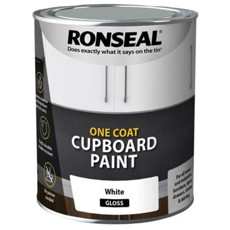 Ronseal 37498 One Coat Cupboard Paint White Gloss 750ml RSLOCCWG750