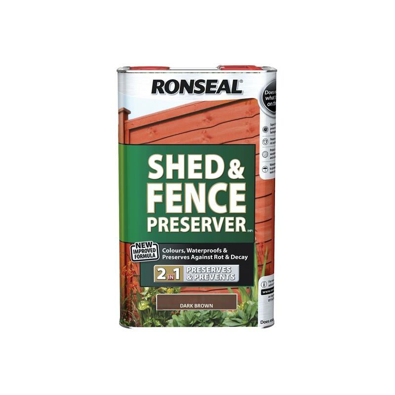 Ronseal - 37650 Shed & Fence Preserver Dark Brown 5 litre RSLSFDB5L