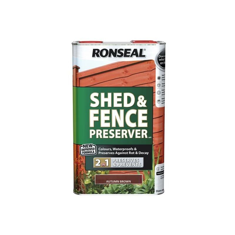 Ronseal - 37651 Shed & Fence Preserver Autumn Brown 5 litre RSLSFAB5L