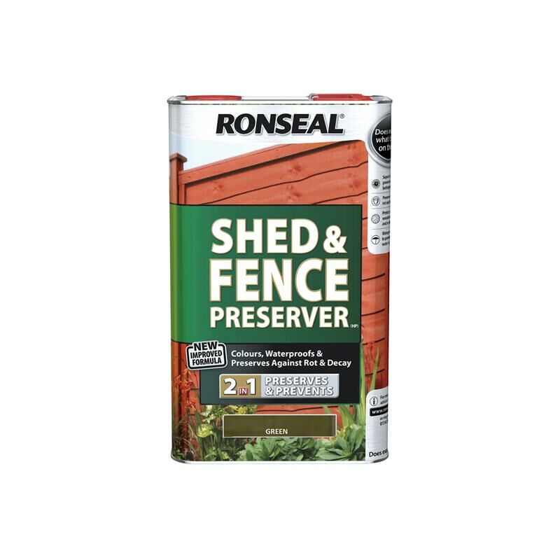 Shed & Fence Preserver Green 5 litre RSLSFG5L - Ronseal