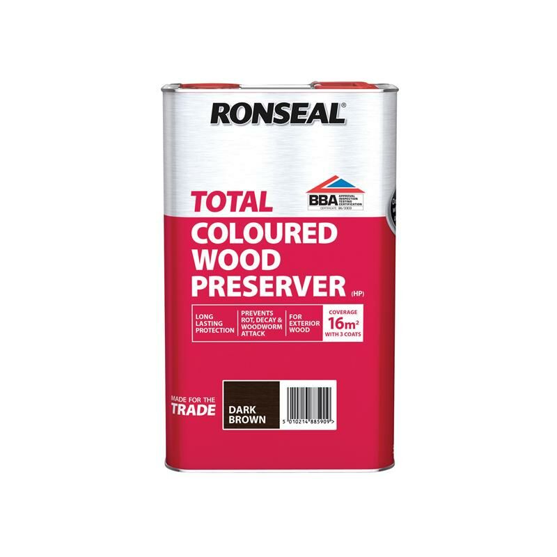 Ronseal - 38590 Trade Total Wood Preserver Dark Brown 5 litre RSLTTWPDB5L