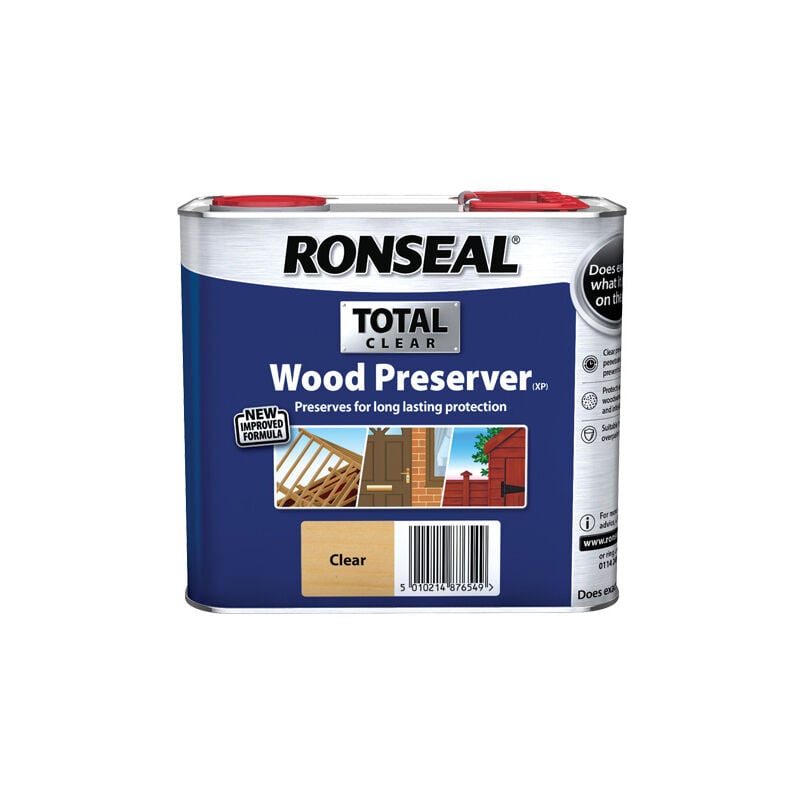 Ronseal - Total Wood Preserver - Long Lasting Outdoor Protection - Clear - 2.5 Litre - Clear