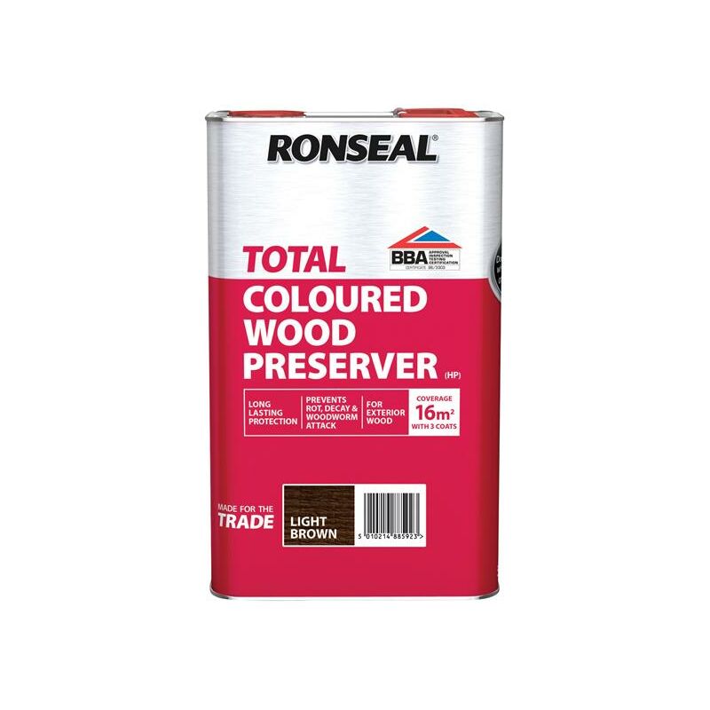 38592 Trade Total Wood Preserver Light Brown 5 litre RSLTTWPLB5L - Ronseal