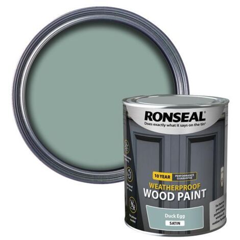 Ronseal 38792 10 Year Weatherproof Wood Paint Duck Egg Blue Satin 750ml RSL38792