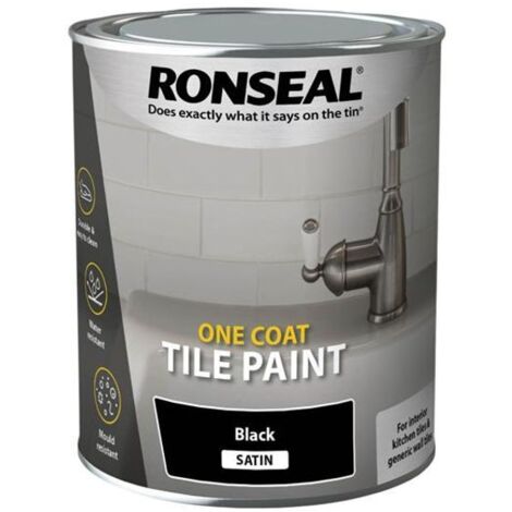 Ronseal 39374 One Coat Tile Paint Black Satin 750ml RSLOCTPBS750