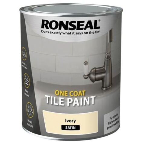 Ronseal 39375 One Coat Tile Paint Ivory Satin 750ml RSLOCTPIS750
