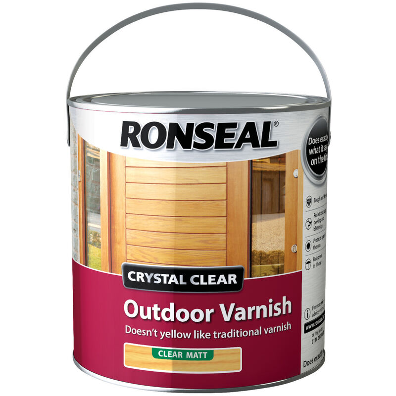 Ronseal - 37369 Crystal Clear Outdoor Varnish Matt 2.5 litre RSLCCODVM25L