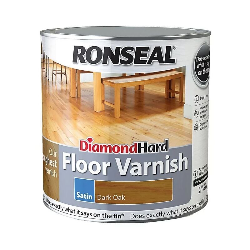 Ronseal - Diamond Hard Floor Varnish - Dark Oak - Satin - 2.5L - Dark Oak