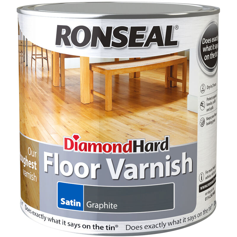 Ronseal - Diamond Hard Floor Varnish - Graphite - Satin - 2.5L