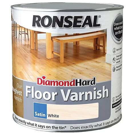 Ronseal Diamond Hard Floor Varnish - White Ash - Satin - 2.5L
