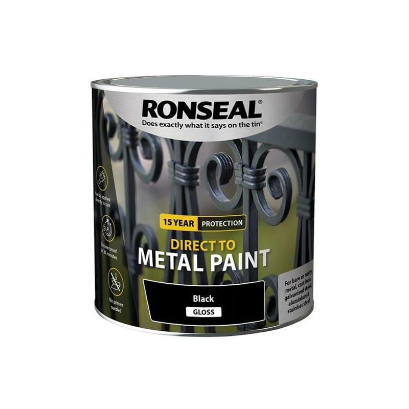 39212 Direct to Metal Paint Black Gloss 2.5 litre RSLDTMBG25L - Ronseal
