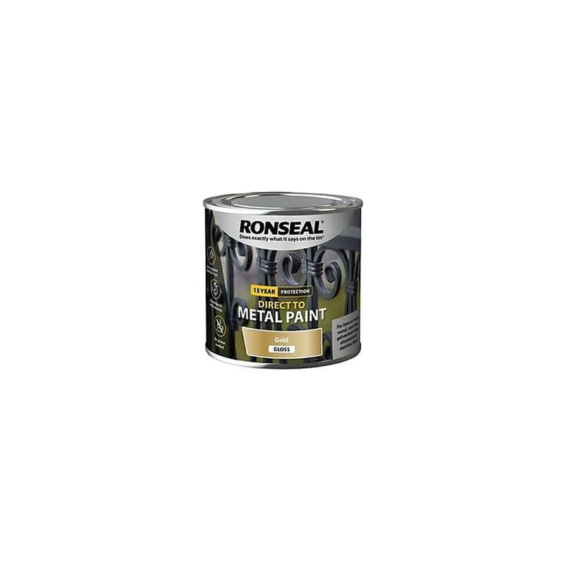 Ronseal 15 Year Direct To Metal Paint - Gloss - Gold - 250ml