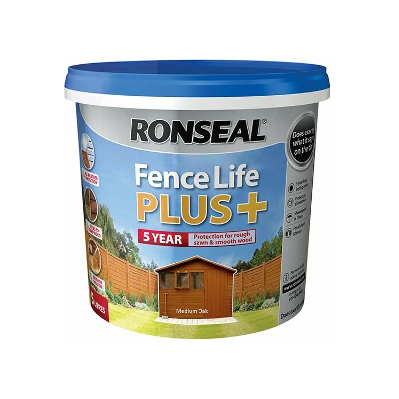 Ronseal - Fence Life Plus+ Medium Oak 5 lite RSLFLPPMO5L - Oak